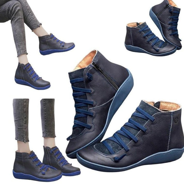 Womens Ankle Boots with Chunky Heel and Zipper