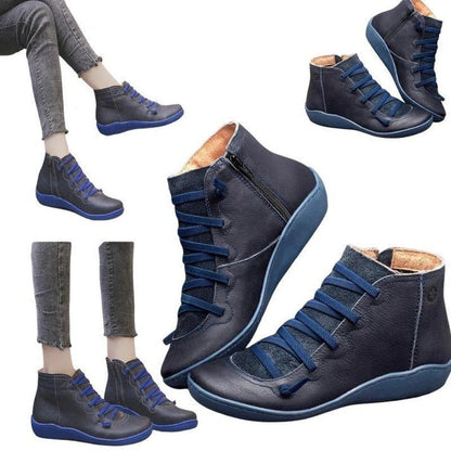 Womens Ankle Boots with Chunky Heel and Zipper