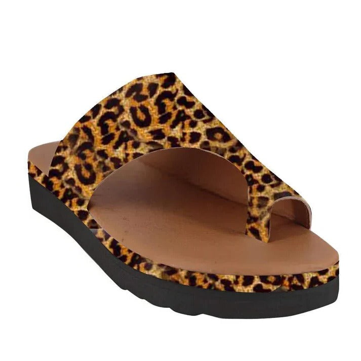 Suede Toe Loop Flat Sandals with Platform Sole