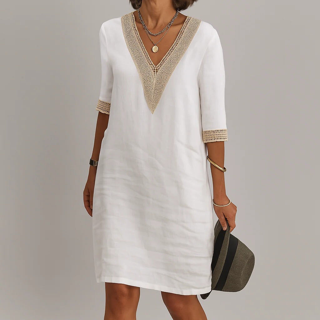 Women's Relaxed Fit Linen Dress with Pockets