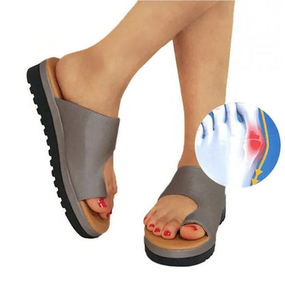 Suede Toe Loop Flat Sandals with Platform Sole