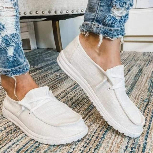 Womens Canvas Slip-On Shoes, Roomy Toe Box