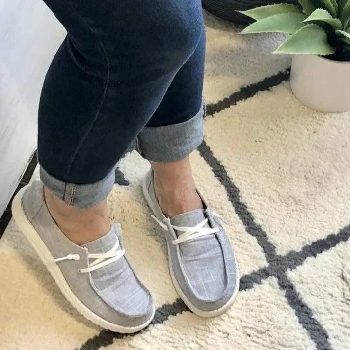 Womens Canvas Slip-On Shoes, Roomy Toe Box