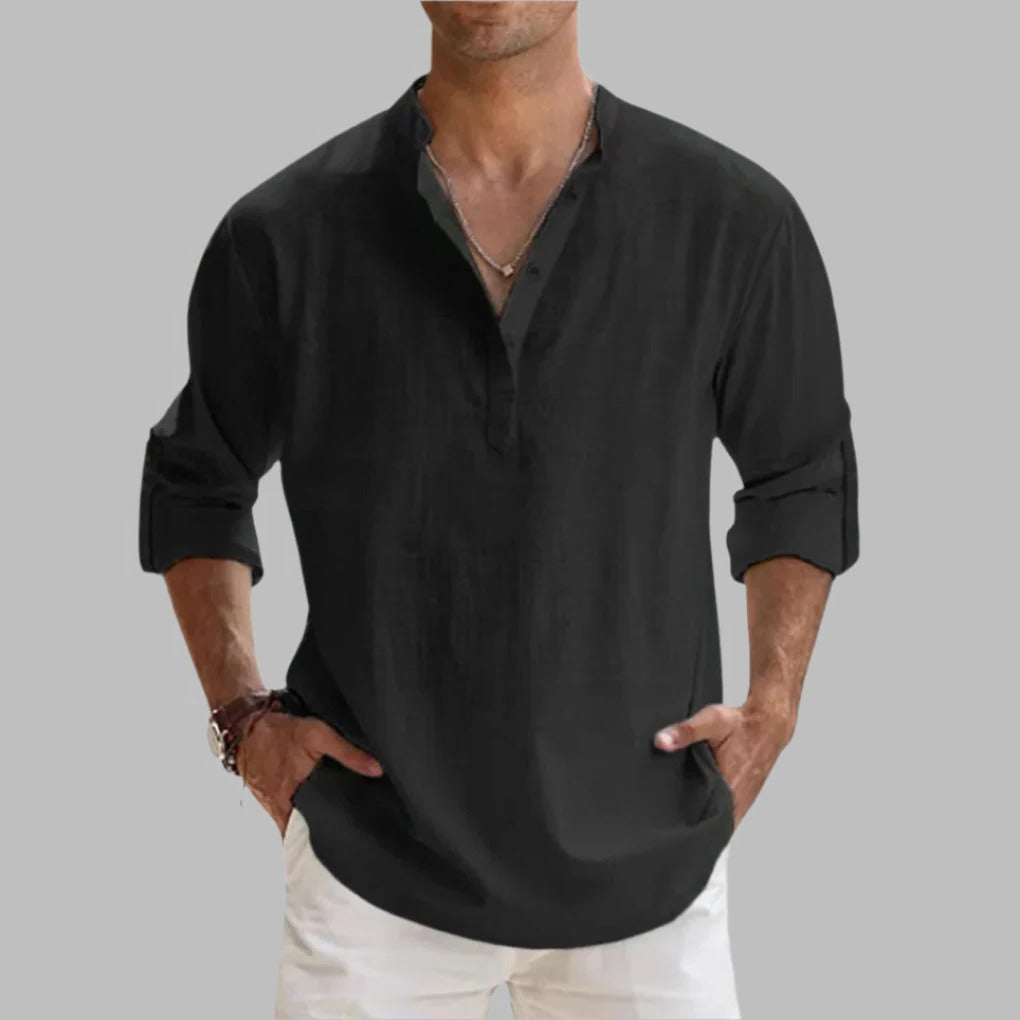 Men's Relaxed Fit Linen Short Sleeve Shirt