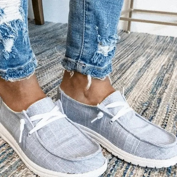 Womens Canvas Slip-On Shoes, Roomy Toe Box