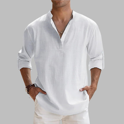 Men's Relaxed Fit Linen Short Sleeve Shirt