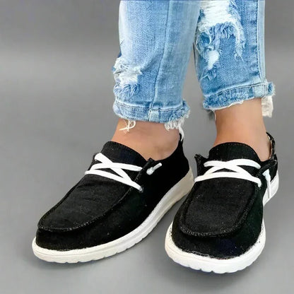 Womens Canvas Slip-On Shoes, Roomy Toe Box