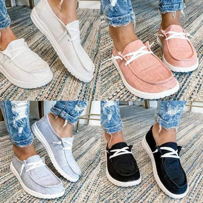 Womens Canvas Slip-On Shoes, Roomy Toe Box