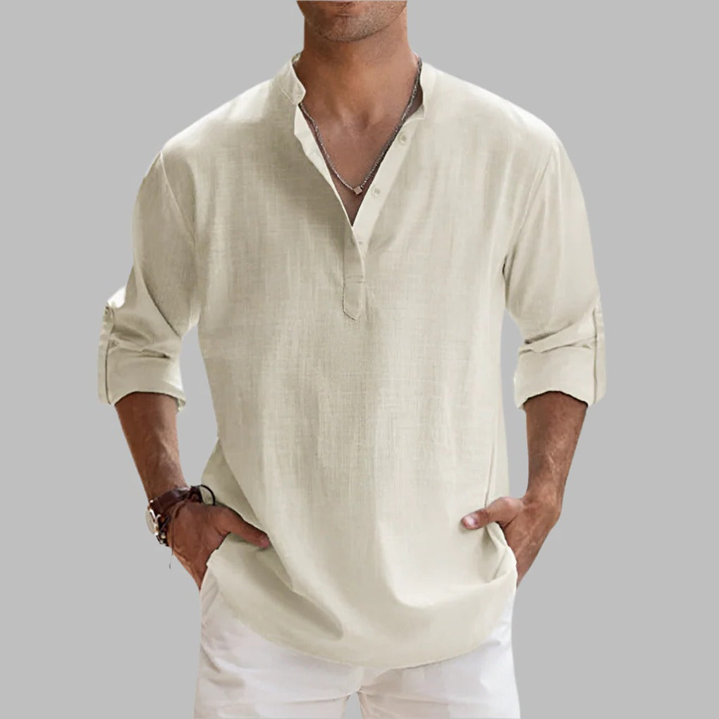 Men's Relaxed Fit Linen Short Sleeve Shirt