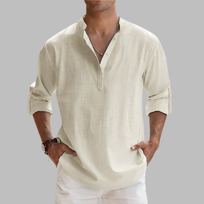 Men's Relaxed Fit Linen Short Sleeve Shirt
