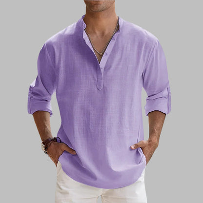 Men's Relaxed Fit Linen Short Sleeve Shirt