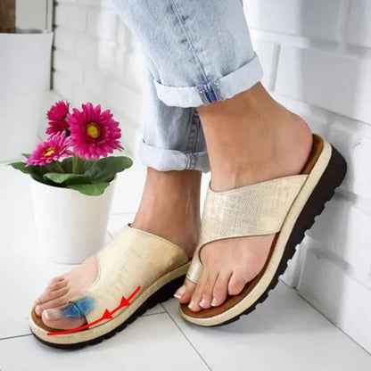 Suede Toe Loop Flat Sandals with Platform Sole