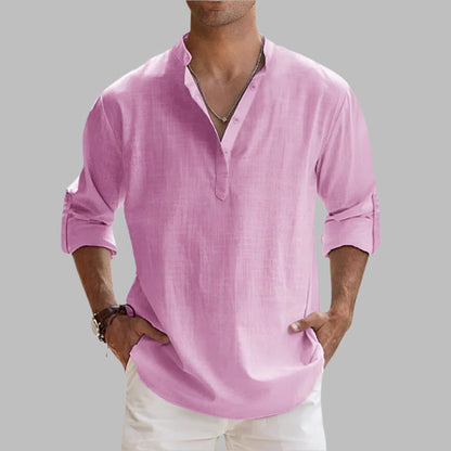 Men's Relaxed Fit Linen Short Sleeve Shirt