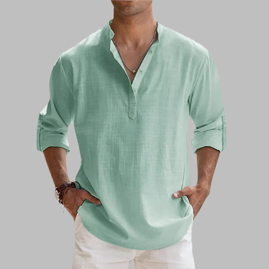 Men's Relaxed Fit Linen Short Sleeve Shirt