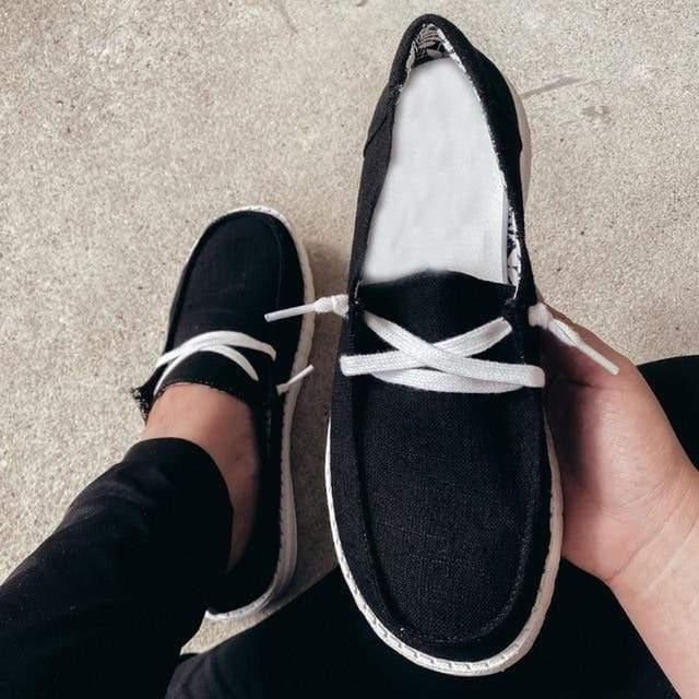 Womens Canvas Slip-On Shoes, Roomy Toe Box