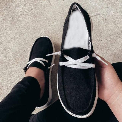 Womens Canvas Slip-On Shoes, Roomy Toe Box