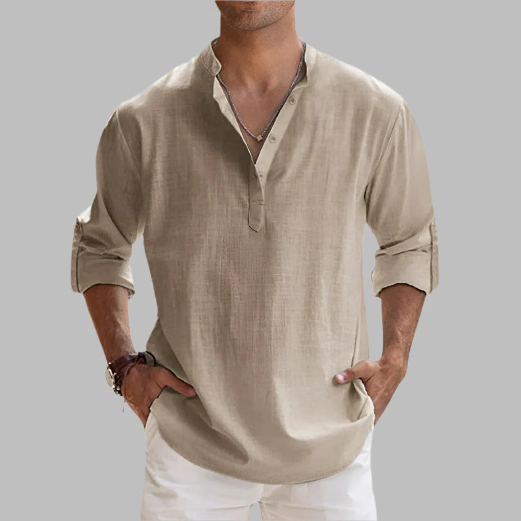 Men's Relaxed Fit Linen Short Sleeve Shirt