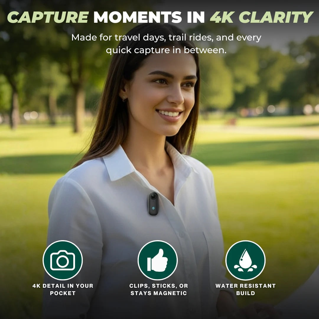 Waterproof 4K Thumb Camera, Wearable POV 128GB