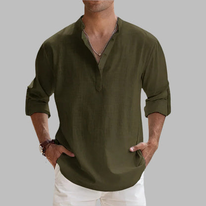 Men's Relaxed Fit Linen Short Sleeve Shirt