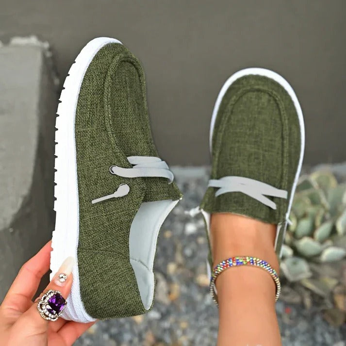 Womens Canvas Slip-On Shoes, Roomy Toe Box
