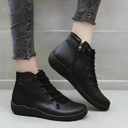 Womens Ankle Boots with Chunky Heel and Zipper