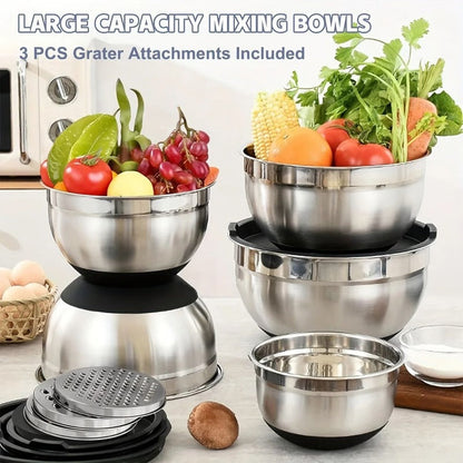 8-Piece Stainless Steel Mixing Bowl Set with Lids