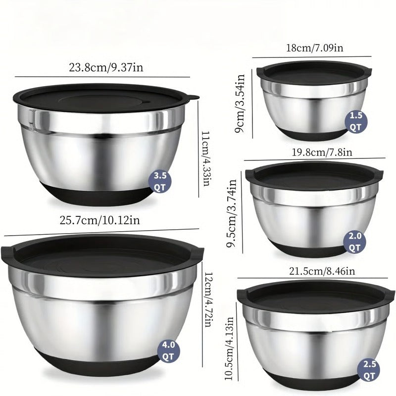 8-Piece Stainless Steel Mixing Bowl Set with Lids