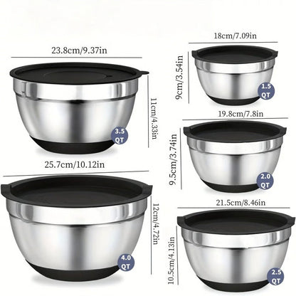 8-Piece Stainless Steel Mixing Bowl Set with Lids