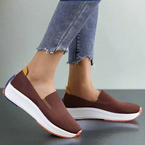 Womens Knit Slip-On Sneakers, Colorblock Sole