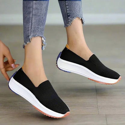 Womens Knit Slip-On Sneakers, Colorblock Sole