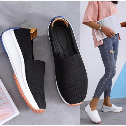 Womens Knit Slip-On Sneakers, Colorblock Sole