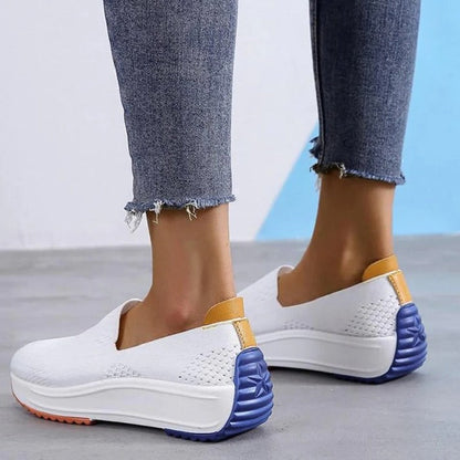 Womens Knit Slip-On Sneakers, Colorblock Sole