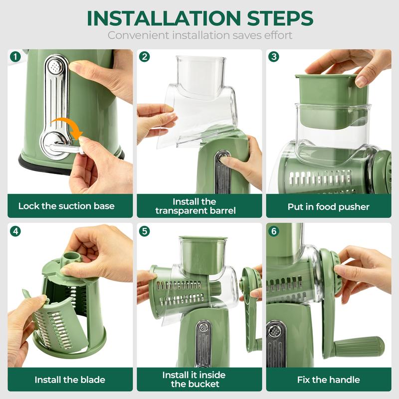 Rotary Vegetable Grater with 5 Blades