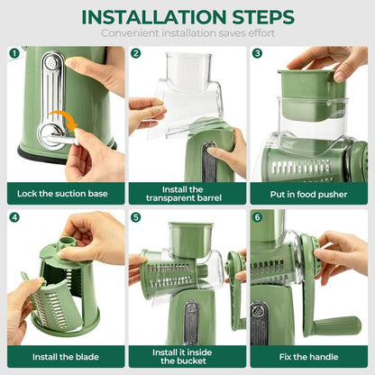 Rotary Vegetable Grater with 5 Blades