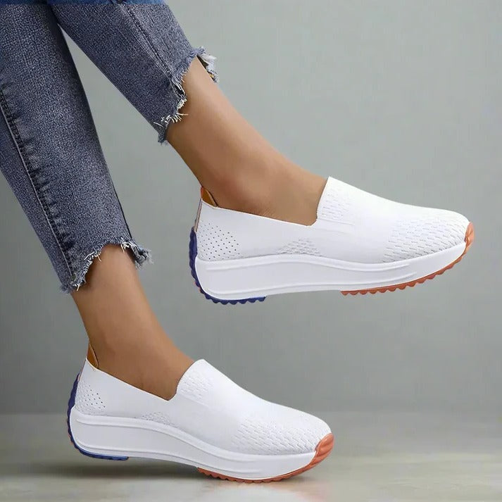 Womens Knit Slip-On Sneakers, Colorblock Sole