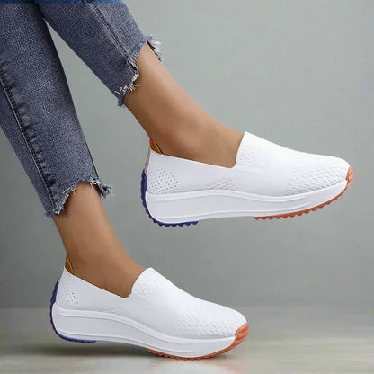 Womens Knit Slip-On Sneakers, Colorblock Sole