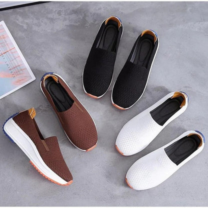 Womens Knit Slip-On Sneakers, Colorblock Sole