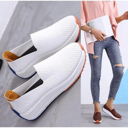 Womens Knit Slip-On Sneakers, Colorblock Sole