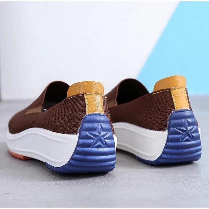 Womens Knit Slip-On Sneakers, Colorblock Sole