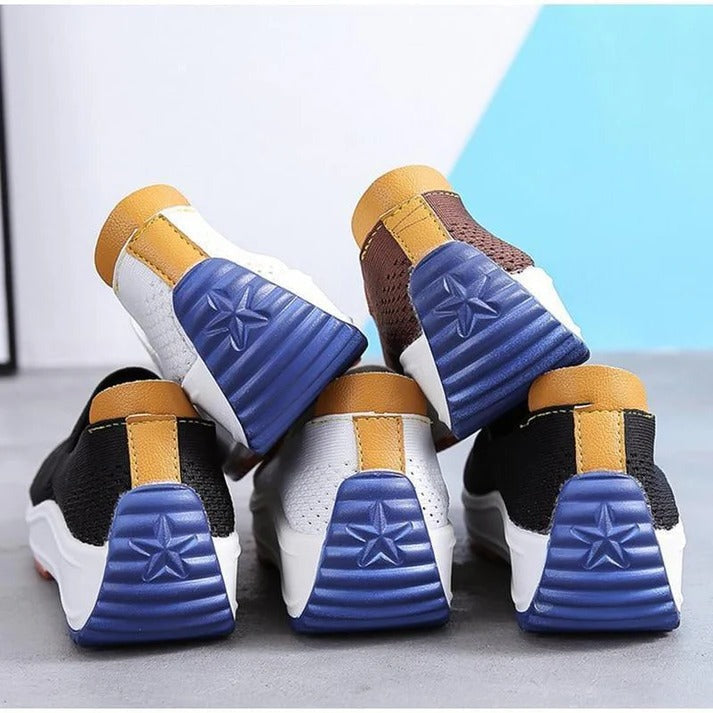 Womens Knit Slip-On Sneakers, Colorblock Sole