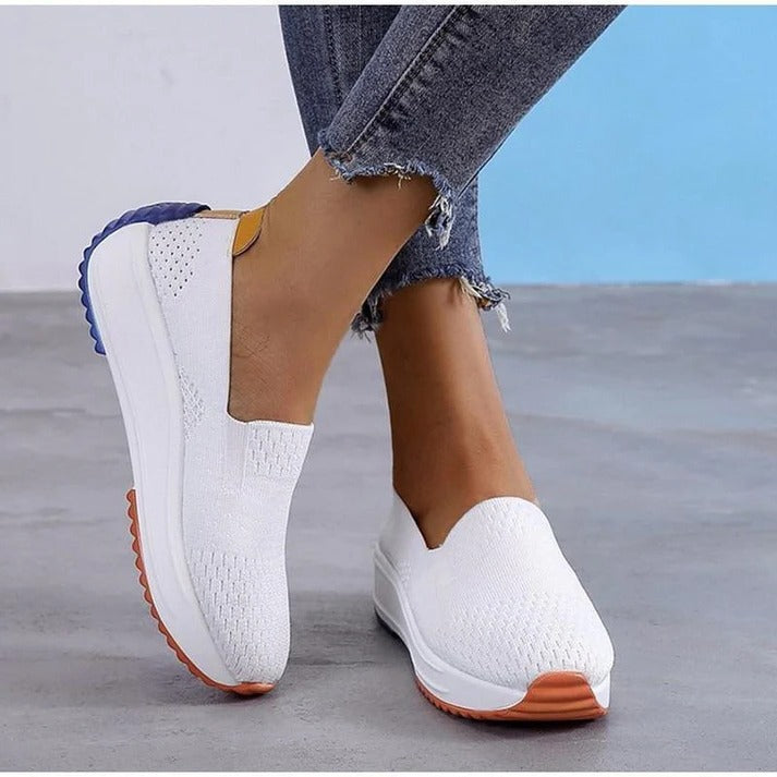 Womens Knit Slip-On Sneakers, Colorblock Sole