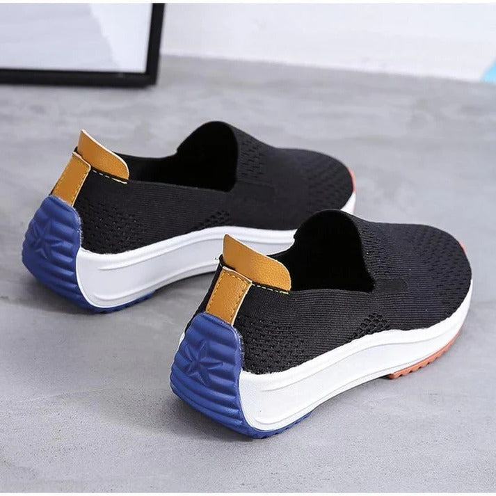 Womens Knit Slip-On Sneakers, Colorblock Sole