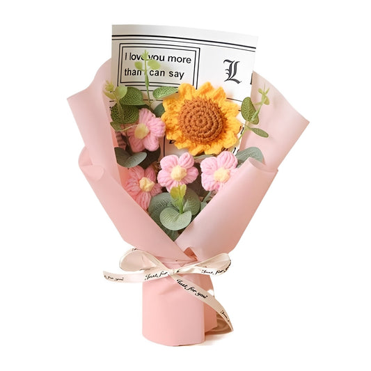 Knitted Sunflower & Daisy Floral Arrangement