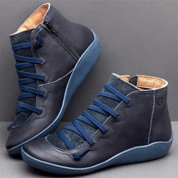 Womens Ankle Boots with Chunky Heel and Zipper
