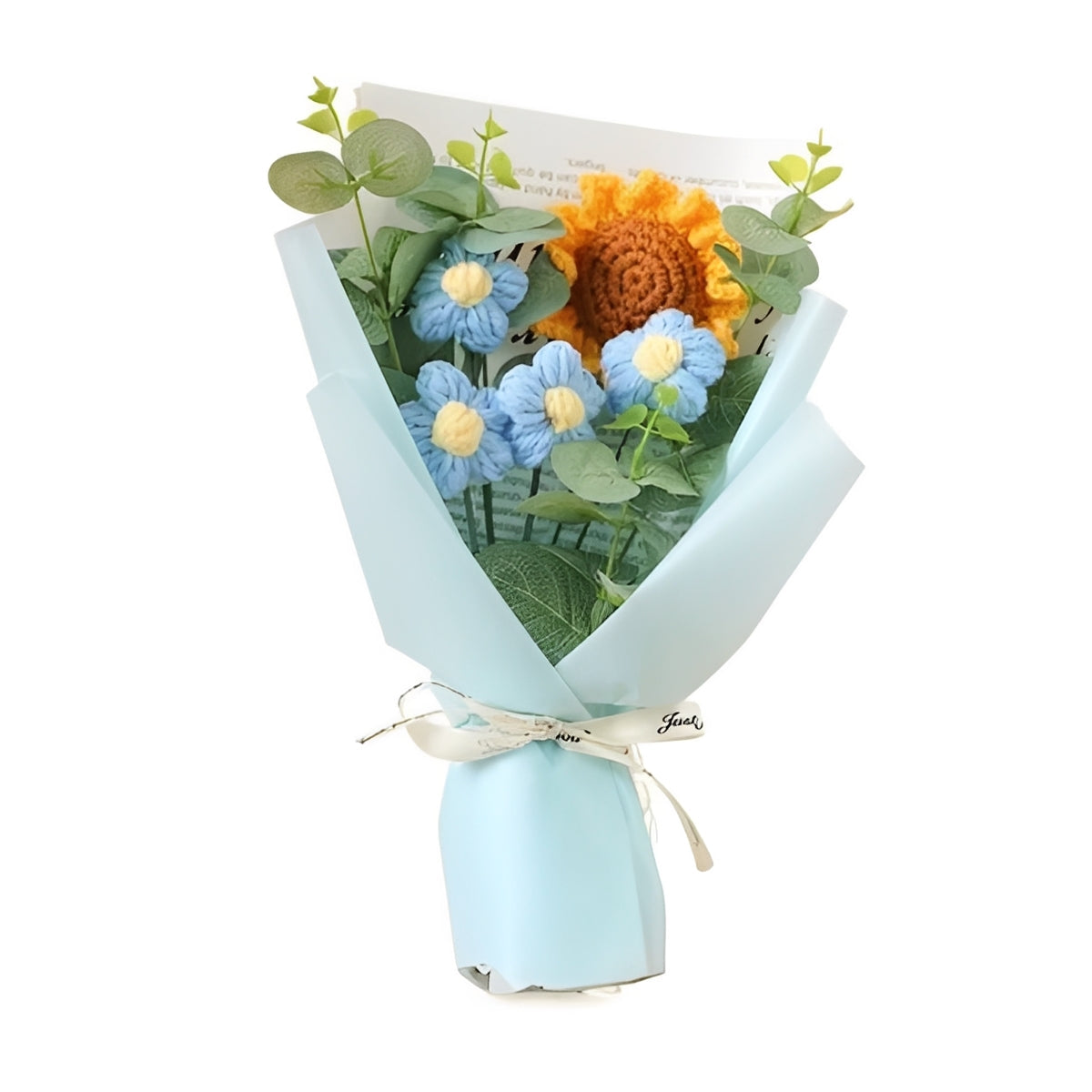 Knitted Sunflower & Daisy Floral Arrangement