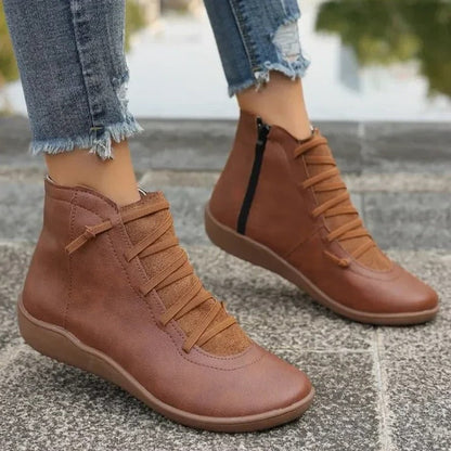 Womens Ankle Boots with Chunky Heel and Zipper