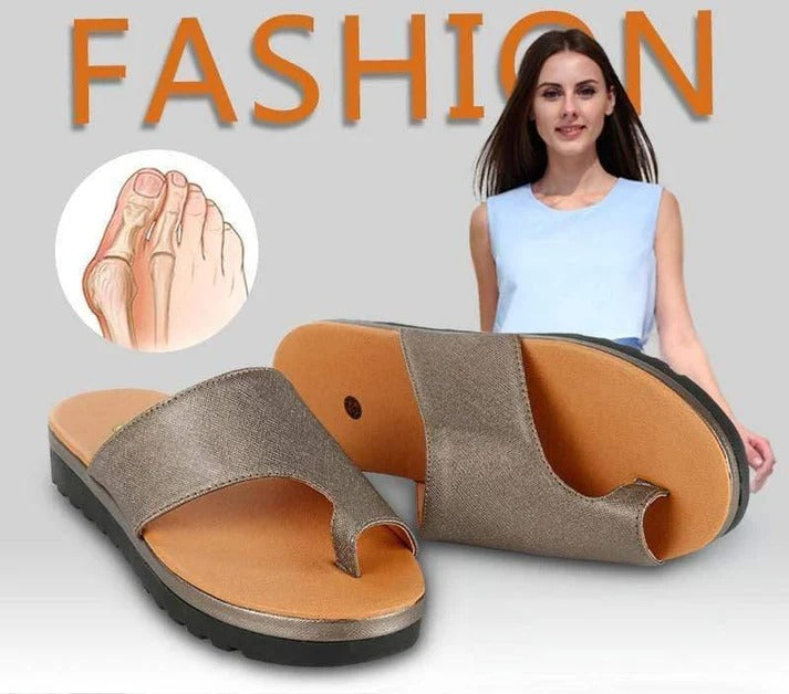 Suede Toe Loop Flat Sandals with Platform Sole