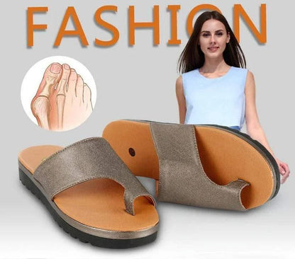 Suede Toe Loop Flat Sandals with Platform Sole
