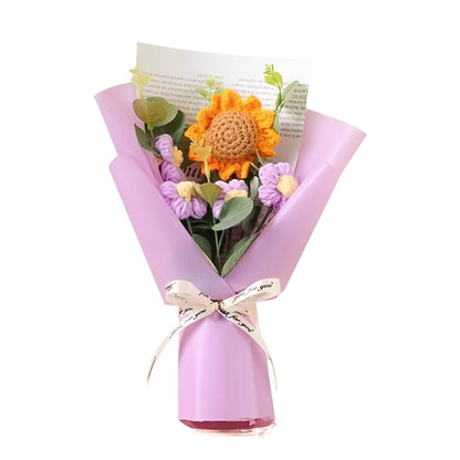 Knitted Sunflower & Daisy Floral Arrangement