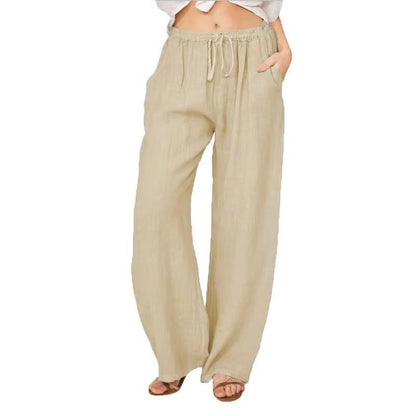 Women's Linen Blend Wide Leg Pants with Pockets
